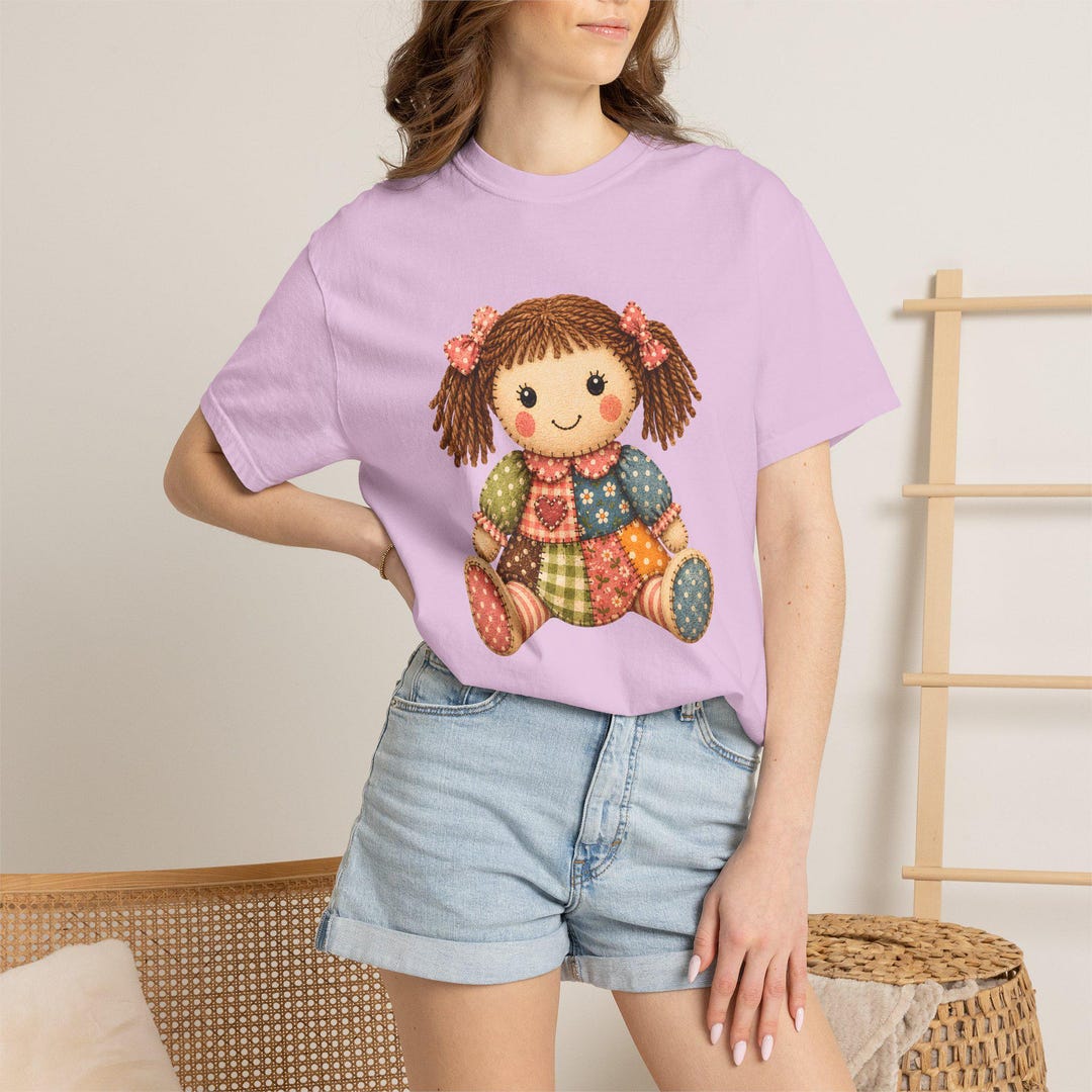 Patchwork Ragdoll Faux Patchwork Rag Doll T-shirt | Vintage Doll Illustration, Homespun ...