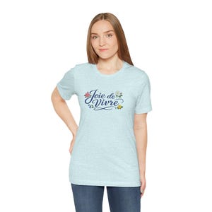 Joie de Vivre script floral T-Shirt | French phrase tee, floral lettering image 16
