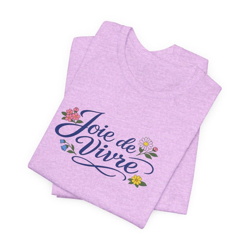 Joie de Vivre script floral T-Shirt | French phrase tee, floral lettering image 11