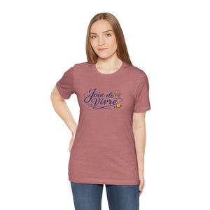 Joie de Vivre script floral T-Shirt | French phrase tee, floral lettering image 14