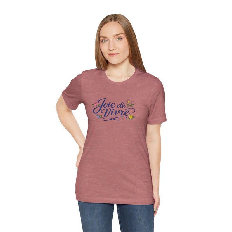 Joie de Vivre script floral T-Shirt | French phrase tee, floral lettering image 14