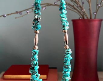 Vintage Natural Turquoise Nugget Necklace - Southwestern Estate Jewelry from New Mexico (1960s-1970s) - Boho Statement Necklace