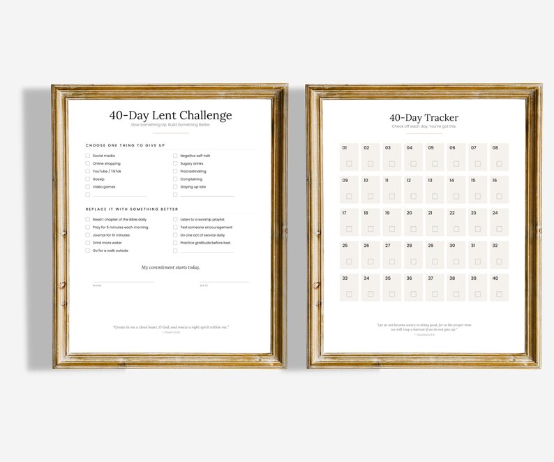 40 Day Lent Challenge Printable for Teens | Lent Tracker Sheet ...