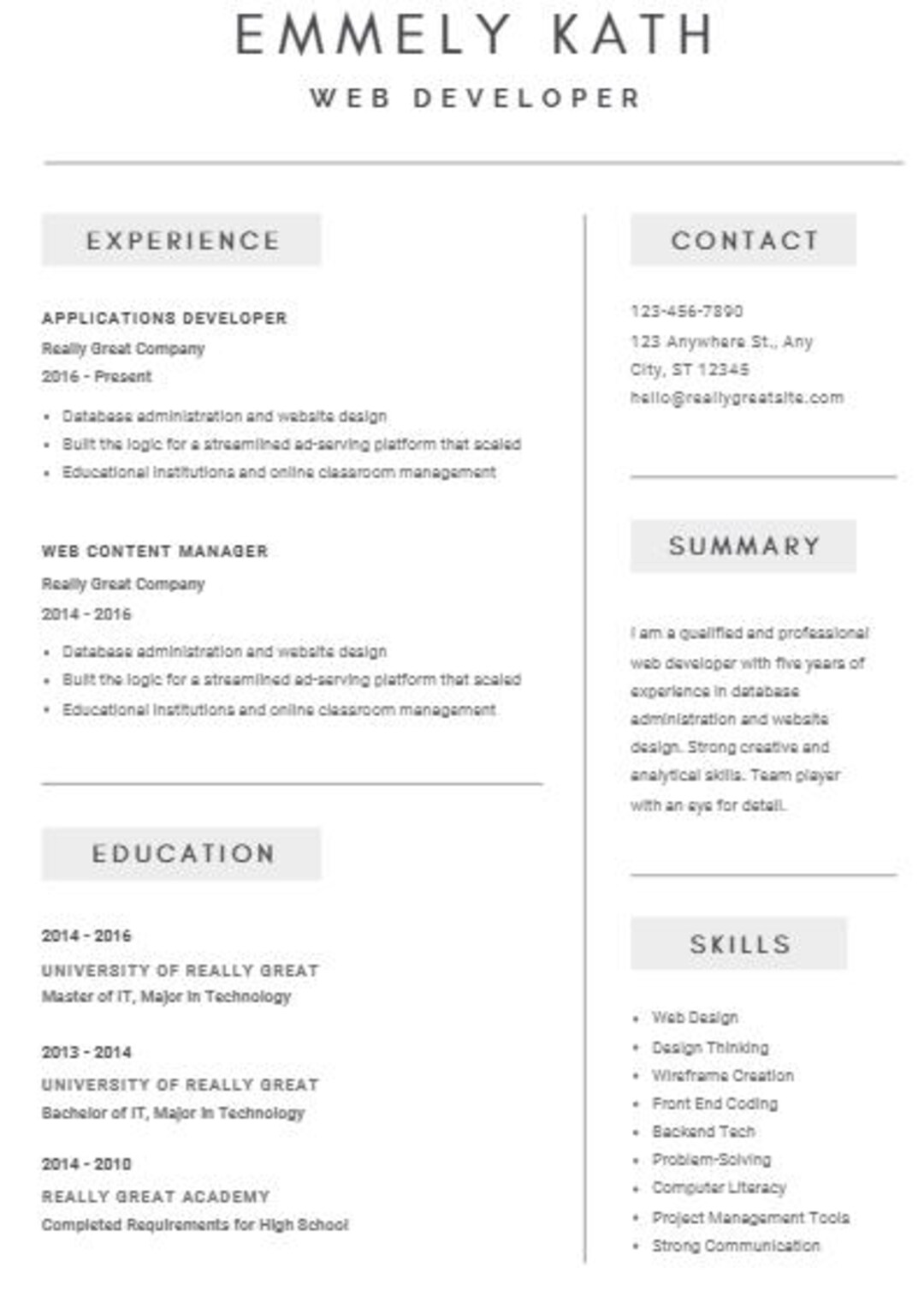 Canva Resume Template | ATS Friendly CV | Modern Professional Design ...