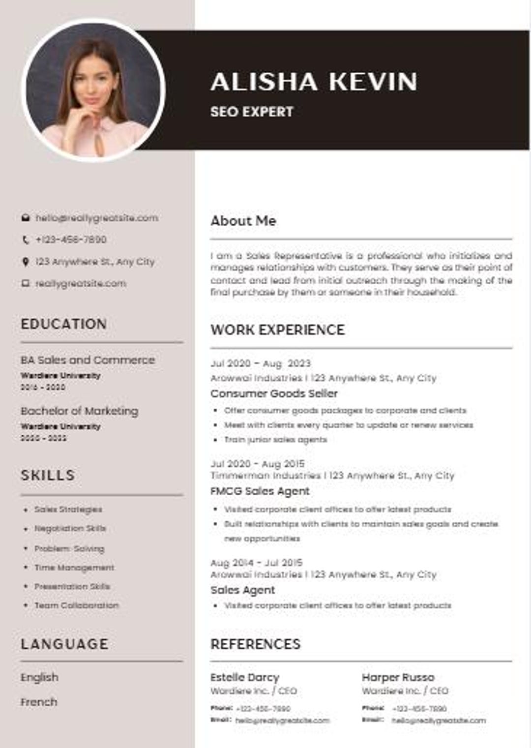 Clean Canva Resume Template | Modern Professional Job Application ...
