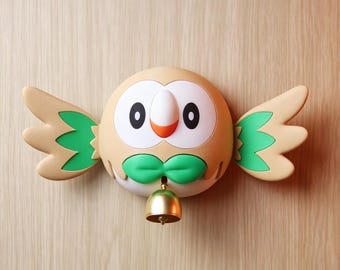 Campainha de Porta Pokémon Rowlet, Coruja Fofa com Bico para Apertar, Decoração de Mesa, Impressão 3D, Presente Anime - Presente Geek para Fãs de Pokémon - Inspirado em Pokémon