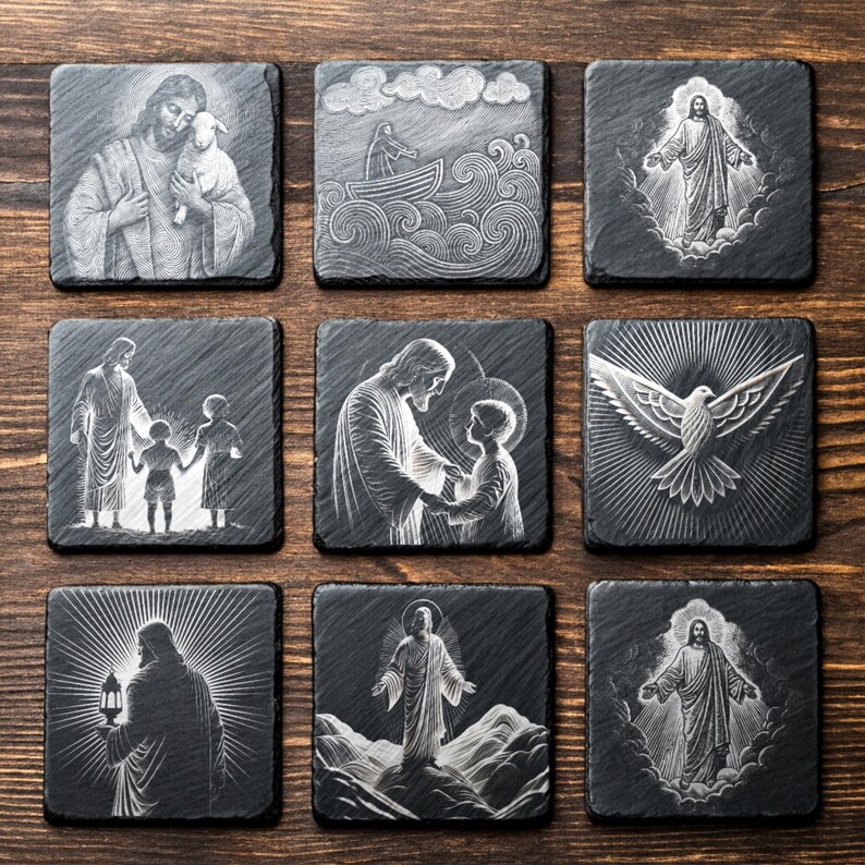 Jesus Christ Laser Engraving Designs, Christian Slate Coasters (PNG ...