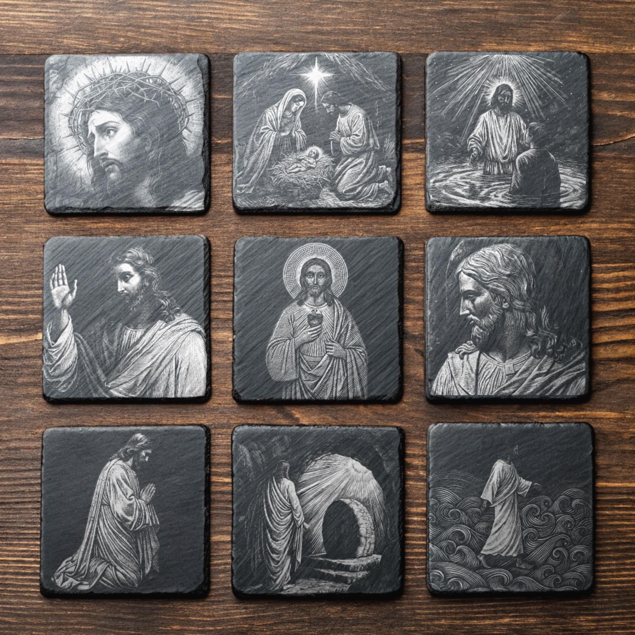Jesus Christ Laser Engraving Designs, Christian Slate Coasters (PNG ...