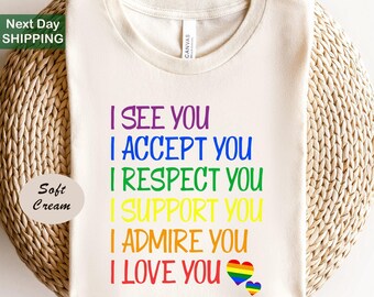 I see you i accept you i respect you i support you i admire you i love you shirt, lgbtq pride month rainbow tee
