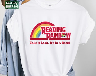 Reading rainbow shirt, retro librarian shirt, teacher appreciation shirt, retro comfort rainbow school shirt, book lover gift, bookworm tee