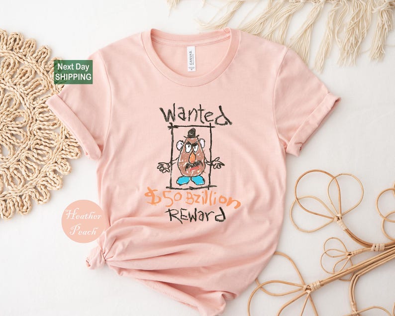 Disney Toy Story Characters Shirts, Woody Tee, Spud Toy Story Tee, Wanted Potato Tee, Wanted Shirts Bild 2