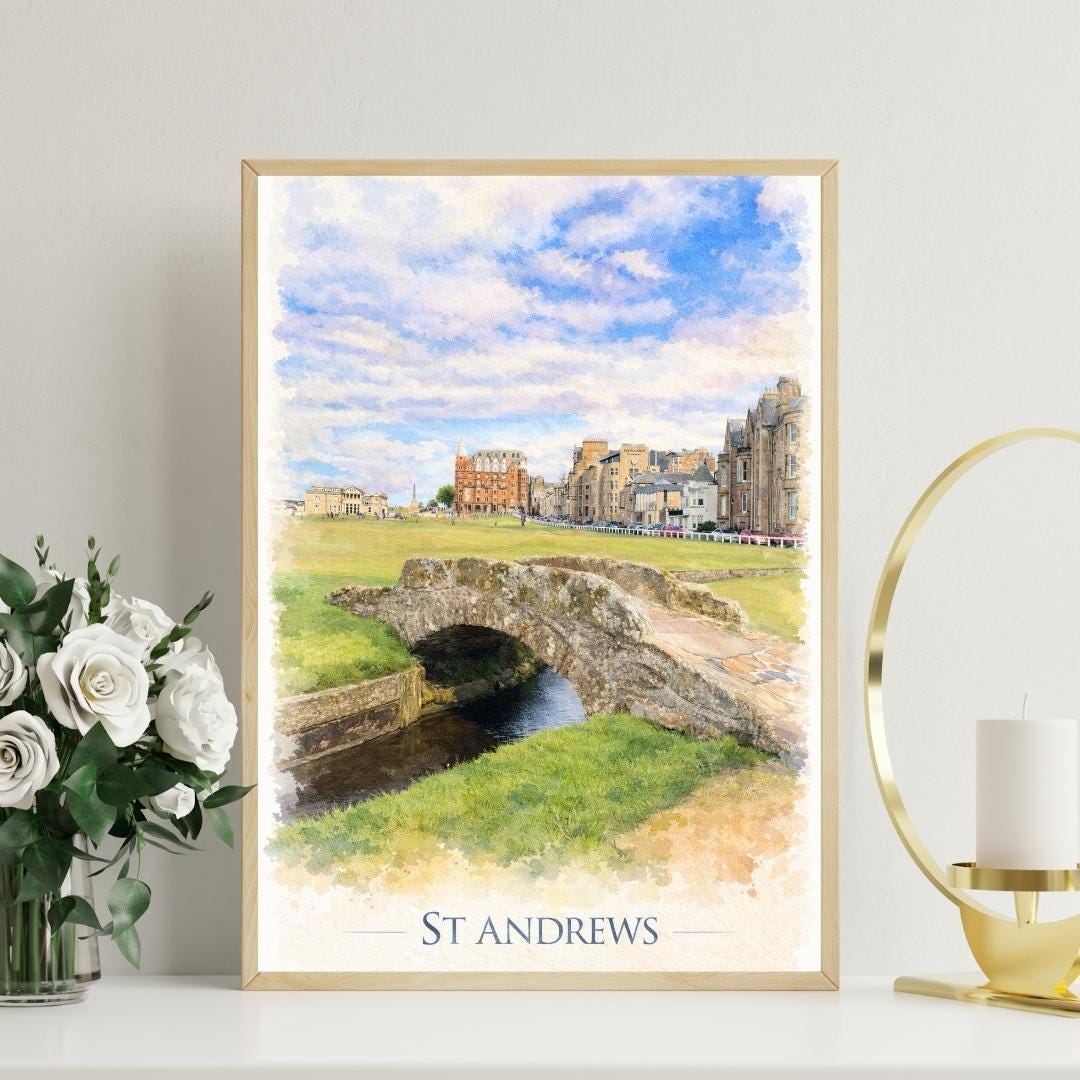 St Andrews Old Course Watercolor Print, Scottish Golf Art (digital ...