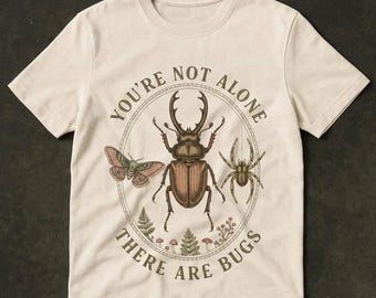 You're Not Alone There Are Bugs PNG, Vintage Entomology Art, Beetle Moth Spider PNG, Cottagecore Nature Aesthetic, Dark Academia Graphic