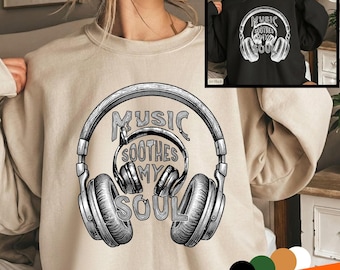 Music Soothes My Soul PNG: Vintage Headphone Music Lover png Retro Audio Aesthetic Sound Design (Digital Download)