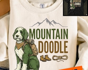 Mountain Doodle PNG, Hiking Dog Sublimation Design, Bernedoodle Goldendoodle Camping Art, Adventure Dog PNG, Outdoorsy Dog Mom PNG
