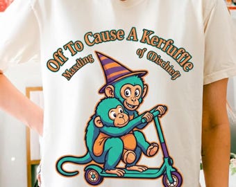 Off to Cause a Kerfuffle PNG: Punch Monkey Scooter Wizard Funny Chaos Meme Clipart (Digital Download)