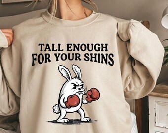 Tall Enough For Your Shins PNG: Lustiges Boxen Kaninchen Humor png Sarkastisches Tier Zitat Design (Digitaler Download)