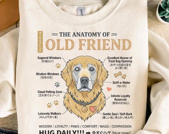 Anatomy of an Old Friend PNG, Senior Dog Memorial Sublimation Design, Golden Retriever Art, Veteran Dog Lover Gift, Pet Loss PNG