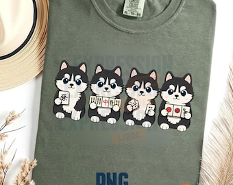 Mahjong puppy dog PNG: Funny Game Night Mah Jongg Lover Cute Board Game Clipart (Digital Download)