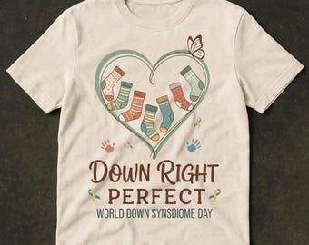 Down Right Perfect PNG, World Down Syndrome Day Gift, Awareness Socks PNG, Blue and Yellow Ribbon, Inclusion PNG, Support Squad Top