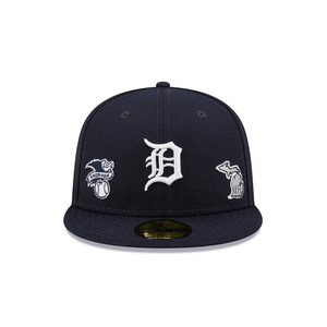 Detroit Tigers New Era 59FIFTY Fitted Baseball Cap – Black Flat Brim Hat with White “D” Logo & Multiple Heritage Side Patches