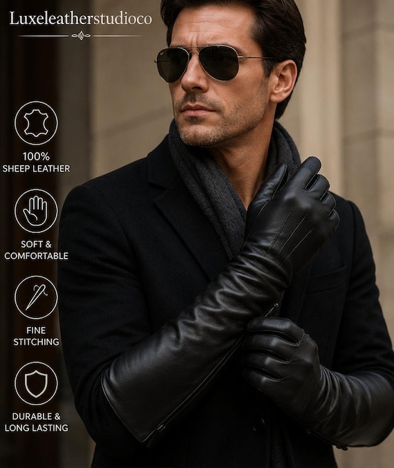 mens black leather dress gloves Leather Dress Gloves