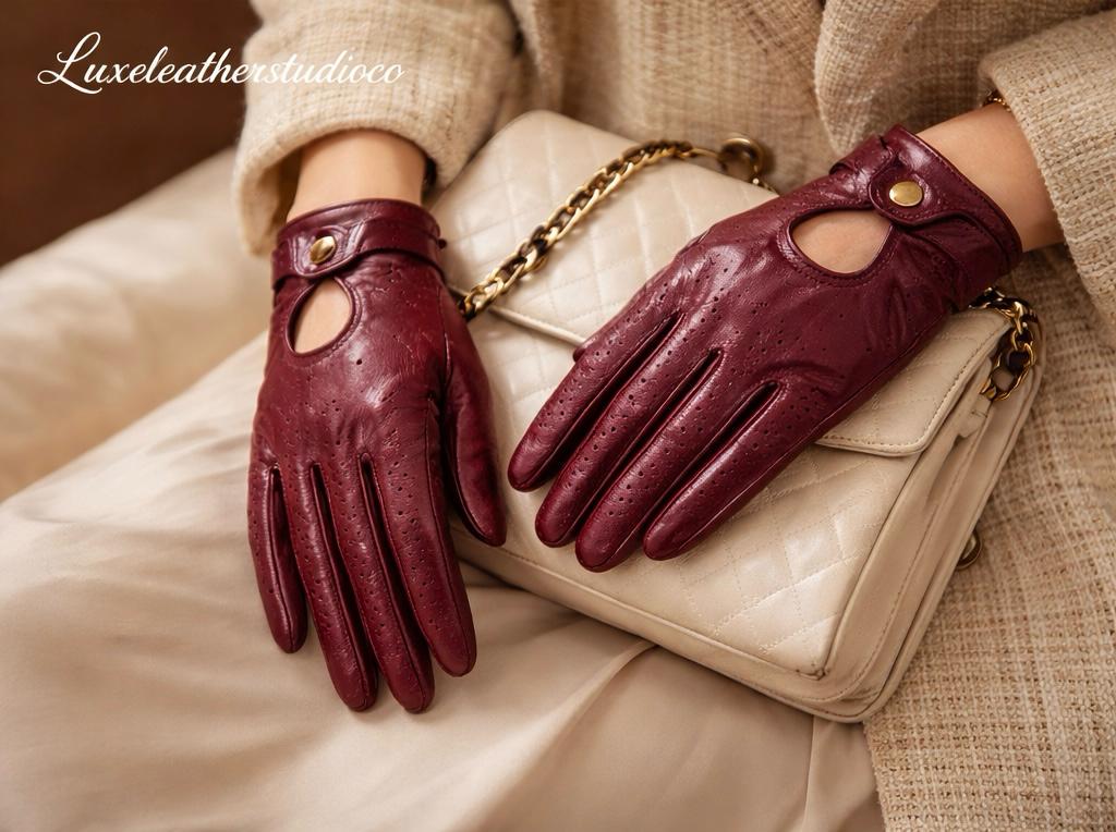 レザー手袋 バーガンディ IAS020 Burgundy gloves - Etsy 日本