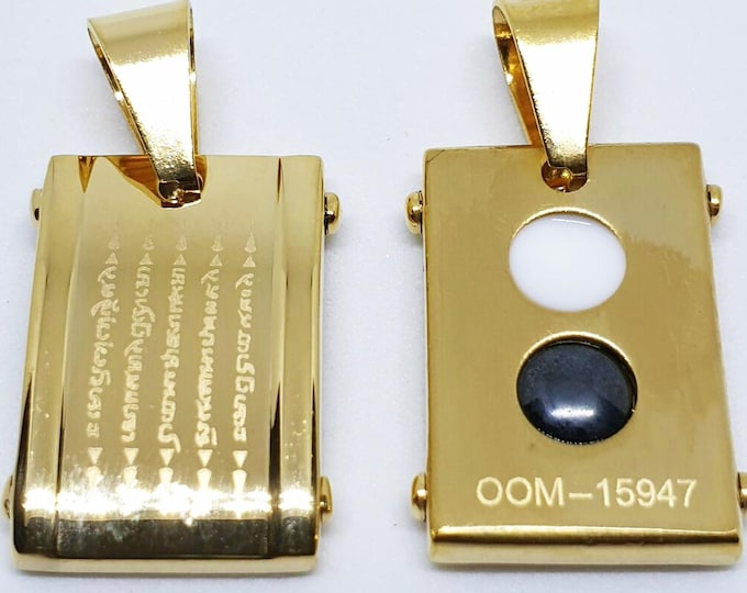 Hah Taew Yantra Necklace, 5 Rows Thai Sacred Script Amulet, Spiritual Protection Jewelry