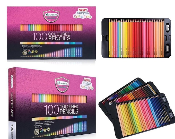 Master Art Colored Pencils – 100 Vibrant Colors Set with Blender Pencil
