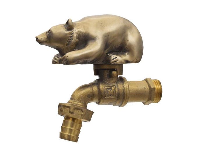 Brass Garden Tap Bear Spigot Faucet Vintage Yard Water Home Decor Outdoor