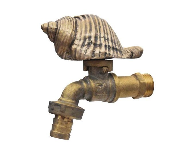Brass Garden Tap Conch Spigot Faucet Vintage Yard Water Home Decor Outdoor