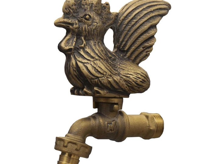 Brass Garden Tap Rooster A Spigot Faucet Vintage Yard Water Home Decor Outdoor