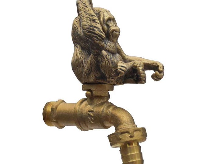 Brass Garden Tap Gorilla Spigot Faucet Vintage Yard Water Home Decor Outdoor