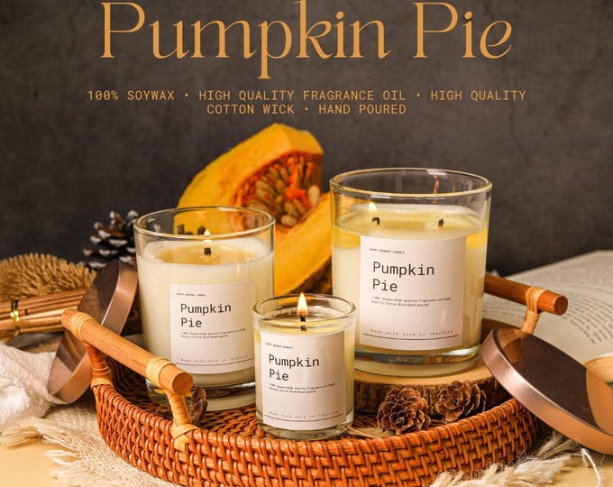 Set of  Pumpkin Pie Essential Oil Candles | All-Natural Modern Candles, 150/200/300 ml.