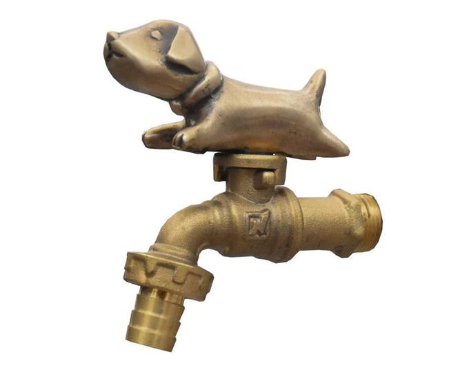 Brass Garden Tap Dog Spigot Faucet Vintage Yard Water Home Decor Outdoor
