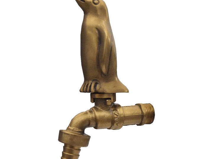 Brass Garden Tap Penguin Spigot Faucet Vintage Yard Water Home Decor Outdoor