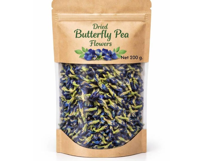 Bulk Dried Butterfly Pea Flowers, Natural Blue Herbal Tea, Food Colorant (200 g.)