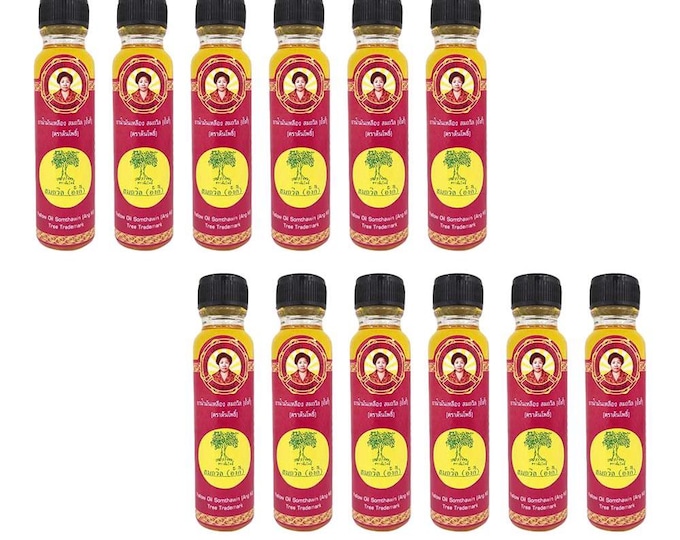 Thai Aromatherapy Oil: Somthawin Yellow Oil, Natural Herbal Blend Set 12