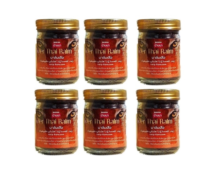 Thai Herbal Warming Massage Balm Banna 50 g. : Natural Aromatherapy Ointment Spa (Set 6)