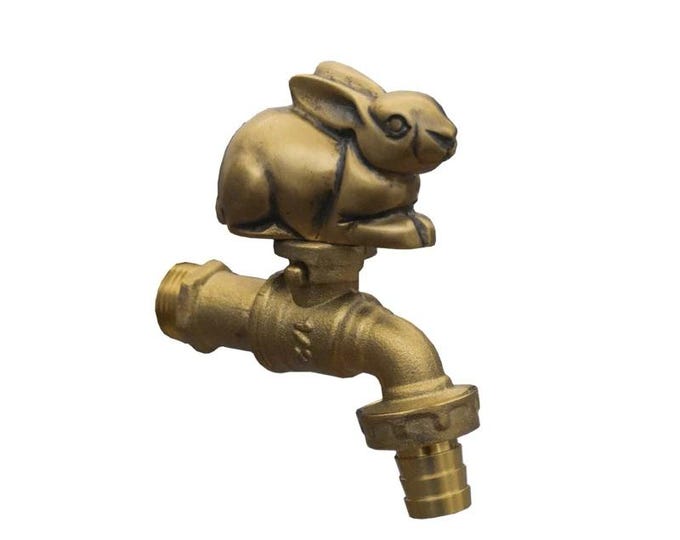 Brass Garden Tap Rabbit B Spigot Faucet Vintage Yard Water Home Decor Outdoor