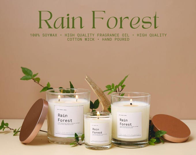 Set of Rainforest Essential Oil Candles | All-Natural Modern Candles, 150/200/300 ml.
