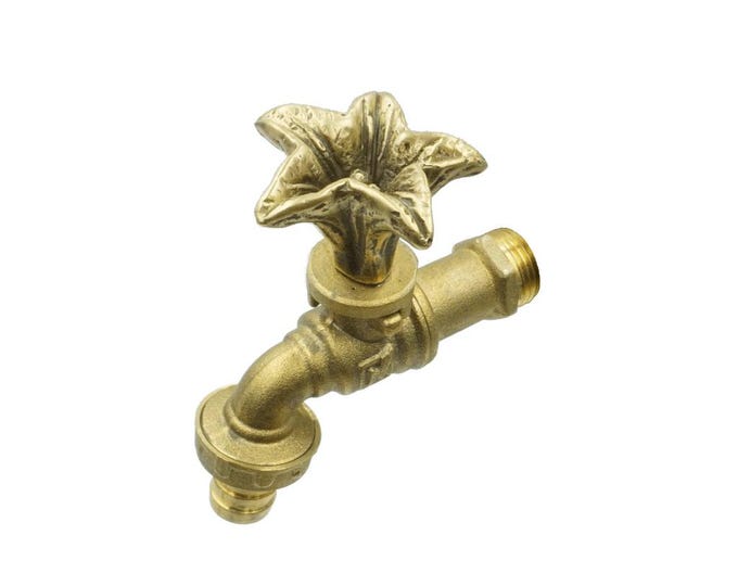 Brass Garden Tap Frangipani Spigot Faucet Vintage Yard Water Home Decor