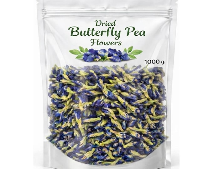 Bulk Dried Butterfly Pea Flowers, Natural Blue Herbal Tea, Food Colorant (1000 g.)