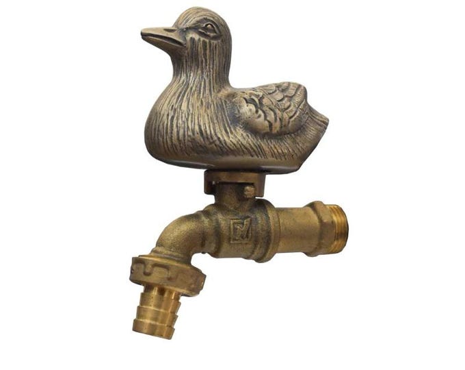 Brass Garden Tap Small Duck Spigot Faucet Vintage Yard Water Home Decor Outdoor