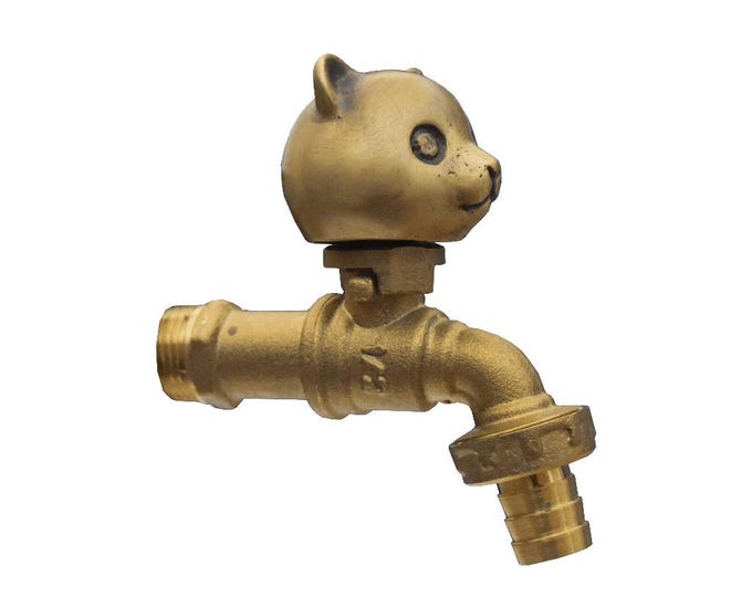Brass Garden Tap Panda Spigot Faucet Vintage Yard Water Home Decor Outdoor