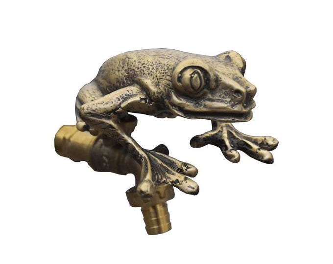 Brass Garden Tap Big Green Frog  Spigot Faucet Vintage Yard Water Home Decor