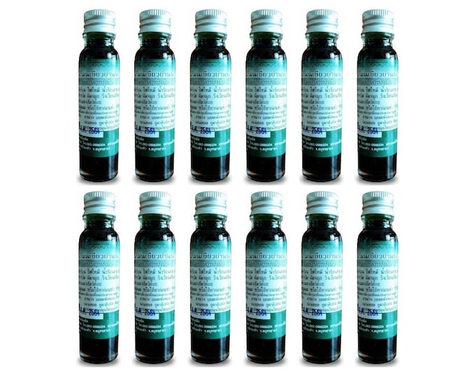 Yanang Green Oil: Thai Cooling Herbal Essence for Skin Relief (12 Bottles)