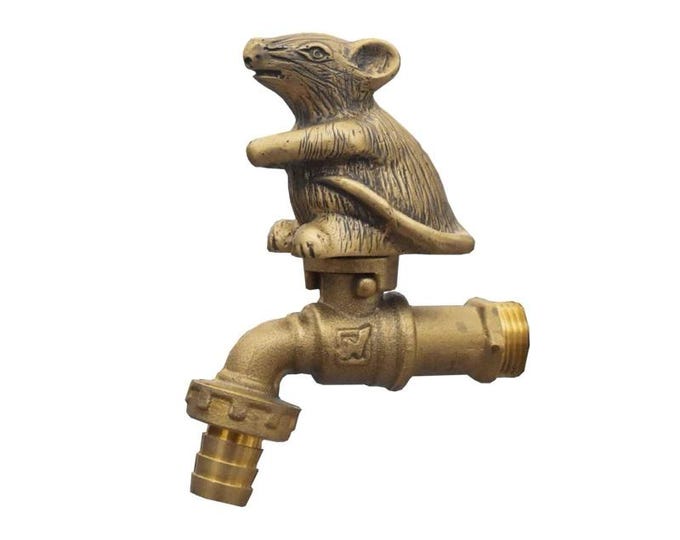 Brass Garden Tap Rat Spigot Faucet Vintage Yard Water Home Decor Outdoor