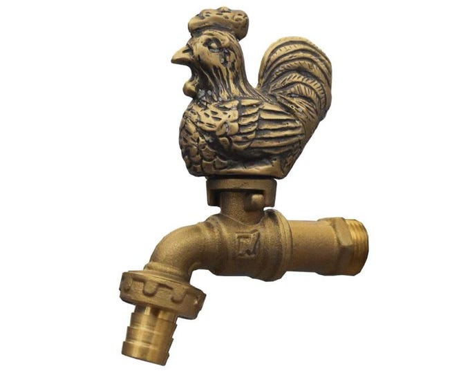 Brass Garden Tap Chicken B Spigot Faucet Vintage Yard Water Home Decor Outdoor