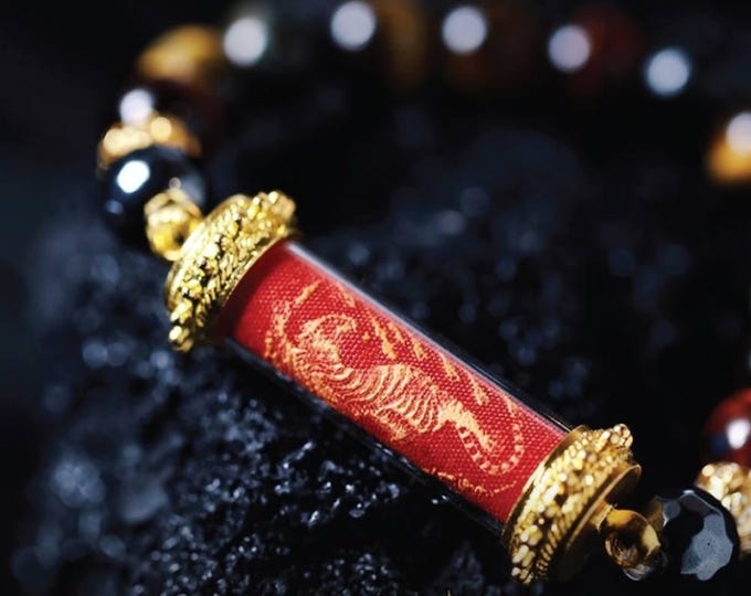 Thai Tiger Amulet Bracelet, Success Talisman, Spiritual Meditation Jewelry